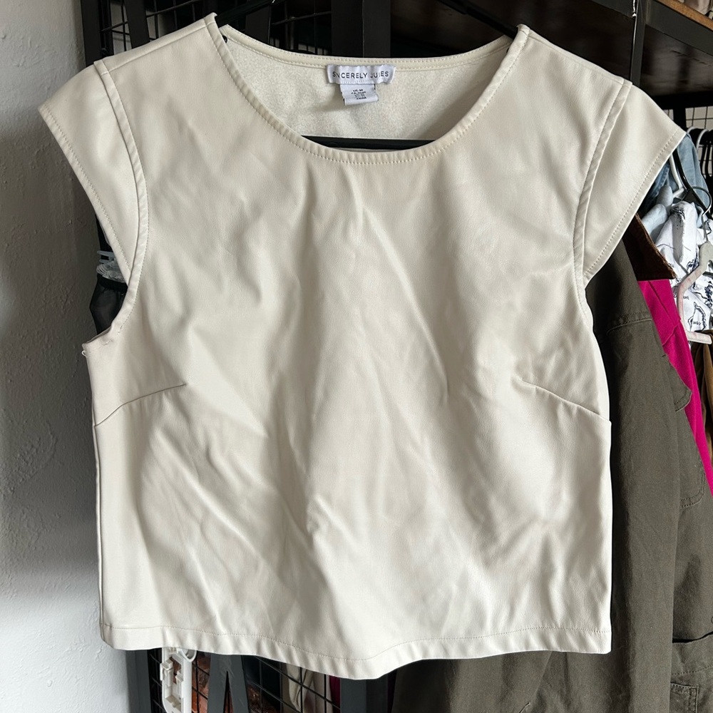 Faux leather top